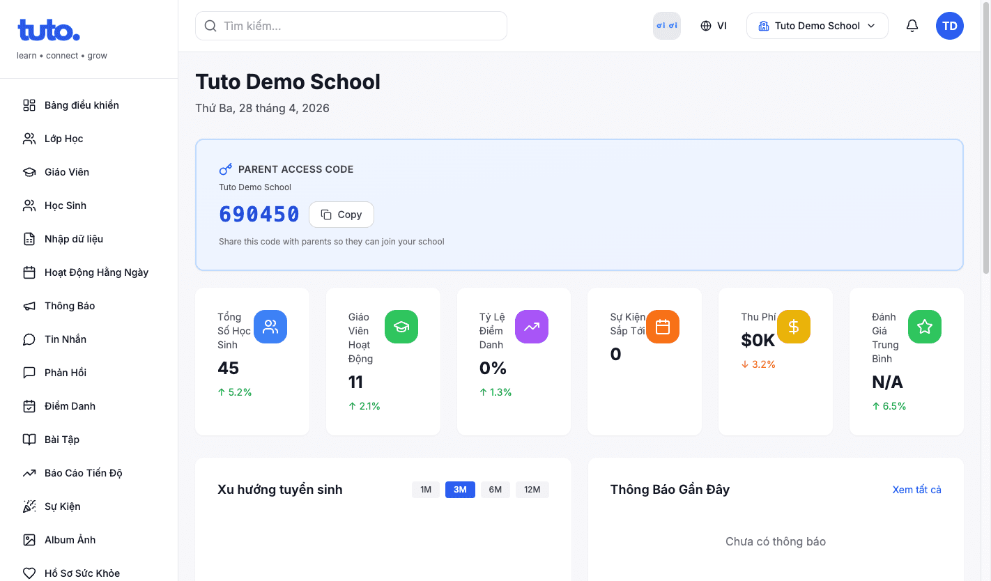 Tuto school dashboard